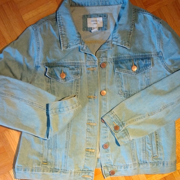 Forever 21 Denim Jean Jacket Women's size Large - Picture 2 of 6